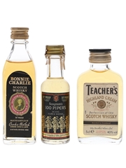 Bonnie Charlie, Seagram's 100 Pipers & Teacher's Bottled 1970s & 1980s 3 x 3cl-5cl / 40%