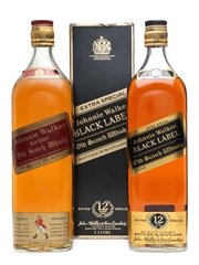 Johnnie Walker Red Label & Black Label Bottled 1980s 2 x 100cl