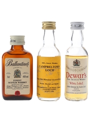 Ballantine's, Campbeltown Loch & Dewar's White Label Bottled 1980s 3 x 5cl / 40%