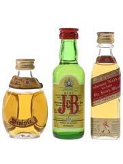 Dimple, J & B & Johnnie Walker Bottled 1970s 3 x 5cl / 40%