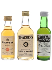 Harveys, Teacher's & William Lawson's Bottled 1970s 3 x 5cl / 40%
