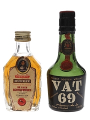 Dundee & VAT 69 Bottled 1950s & 1960s 2 x 5cl