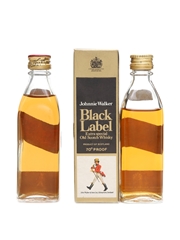 Johnnie Walker Red Label & Black Label Miniatures Bottled 1970s 2 x 5cl