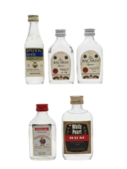 Appleton, Bacardi, Cockspur & White Pear Bottled 1970s & 1980s 5 x 4.7cl-5cl