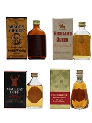 Abbot's Choice, Highland Queen, Macleay Duff & President Special Reserve Bottled 1970s 4 x 5cl / 40%