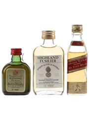 Highland Fusilier, Buchanan's De Luxe & Johnnie Walker Red Label Bottled 1960s & 1970s 3 x 5cl / 40%