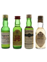 Assorted Blended Scotch Whisky J & B Rare, Mackenzie 5 Year Old, Dawson Special & Match Five Year Old Whisky 4 x 3.7cl-4.7cl