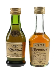 Bisquit VSOP & Hennessy VSOP Bottled 1970s-1980s 2 x 2.9-3cl / 40%