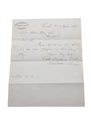 Cork Distilleries Co. Ltd. Correspondence & Invoices, Dated 1864-1872 William Pulling & Co. 