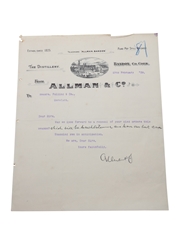 Allman & Co. Bandon Distillery Correspondence, Bill, Purchase Receipts & Cheques, Dated 1889-1909 William Pulling & Co. 