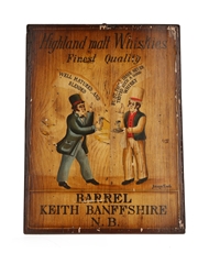 Highland Malt Whiskies Barrel Keith Banffshire N.B Painting on Wood Panel