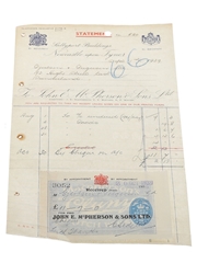 John E. McPherson & Sons Ltd. Invoice & Purchase Recipe, Dated 1939  