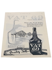 VAT 69 Liqueur Scotch Whisky Advertisement The Illustrated London News 1934 