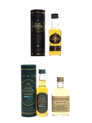 Clan Campbell 10 Year Old, Glen Talloch, Websters 8 Year Old  3 x 4-5cl / 41%