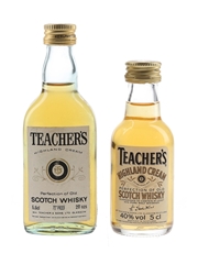 Teacher's Highland Cream Bottled 1980s 2 x 5cl-5.6cl / 40%