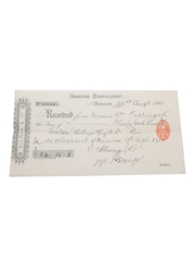 Bandon Distillery Purchase Receipts, Cheques & Invoices, Dated 1887-1910 William Pulling & Co. 