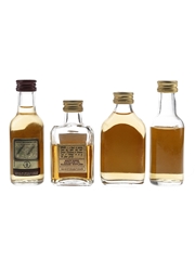 Seagram's 100 Pipers, Logan, Long John & Chivas Regal 12 Year Old Bottled 1970s 4 x 5cl