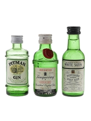 Pitman, Tanqueray & White Satin Gin Bottled 1970s & 1980s 3 x 4.5cl-5cl / 40%