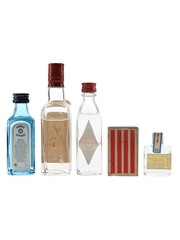 Gilbey's, Cork, Bombay Sapphire & Matches Gin Bottled 1970s-1980s 4 x 5cl-2cl/ 40%
