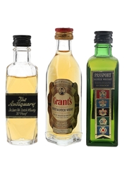 Antiquary, Grant's & Passport Bottled 1970s 3 x 4.7cl - 5cl / 40%