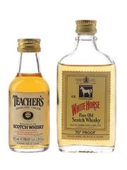 Teacher's Highland Cream & White Horse Bottled 1970s-1980s 2 x 5cl / 40%