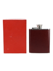 Stainless Steel Leather Covered Hip Flask  13.2cm x 10.3cm