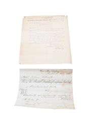 The Bristol Distilling Co. Correspondence, Invoices & Purchase Receipt  Dated 1866-1909 William Pulling & Co. 