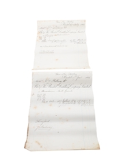 The Bristol Distilling Co. Correspondence, Invoices & Purchase Receipt  Dated 1866-1909 William Pulling & Co. 