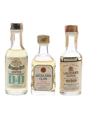 Desmond & Duff, Lauder's and Highland Clan Bottled 1970s 3 x 5cl / 44%