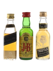 Johnnie Walker, J&B Rare & Thistle Bottled 1970s 3 x 5cl