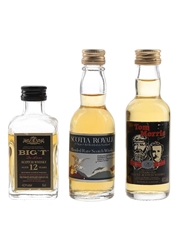 Big T 12 Year Old, Tom Morris 8 Year Old & Scotia Royale Bottled 1980s-1990s 3 x 5cl