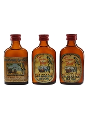 Treasure Island Finest Jamaica Rum Bottled 1970s - Haworth & Airey Ltd. 3 x 5cl / 40%