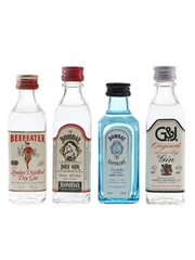 Beefeater, Bombay Dry Gin, Bombay Saphire & G&J Original Bottled 1980s & 1990s 4 x 5cl / 40%