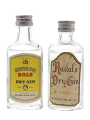 Bols & Nadal's Dry Gin Bottled 1980s 2 x 5cl