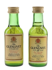 Glenlivet 12 Year Old Bottled 1980s 2 x 5cl / 41.5%
