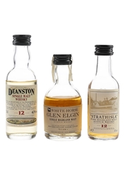 Deanston 12 Year Old, Glen Elgin & Strathisla 12 Year Old Bottled 1990s 3 x 5cl / 42%