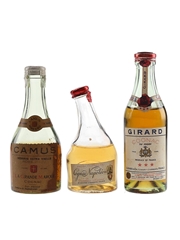 Camus, 3 Star Girard Cognac & Napoleon Bottled 1940s - 1950s 3 x 3cl-5cl