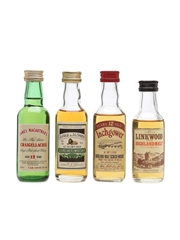 12 Year Old Speyside Miniatures Craigellachie, Inchgower, Glenlivet, Linkwood 4 x 5cl