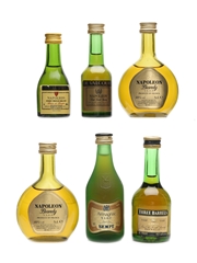 Armagnac & French Brandy Miniatures Sempe, Three Barrels, Beaupre 3 x 5cl, 2 x 3cl
