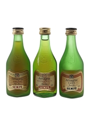 Armagnac VSOP Sempe, Selection De Luxe 3 Star & Napoleon Sempe Bottled 1980s 3 x 5cl / 40%