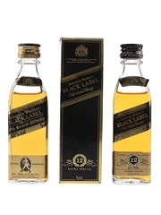 Johnnie Walker Black Label 12 Year Old Bottled 1990s & 2000s 2 x 5cl / 40%