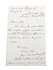 Geo. Sandeman, Sons & Co. Correspondence, Purchase Receipts & Invoices, Dated 1844-1909 William Pulling & Co. 