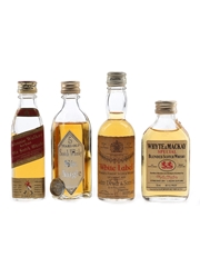 Johnnie Walker Red Label, Six Angle, White Label & Whyte & Mackay Special Bottled 1970s-1980s 4 x 5cl