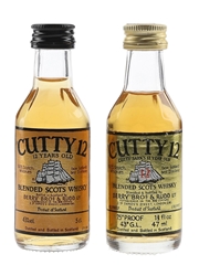 Cutty Sark 12 Year Old Bottled 1970s-1980s 2 x 4.7cl-5cl / 43%