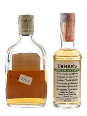 Usher's Old Vatted Glenlivet & Green Stripe Bottled 1950s-1960s 2 x 4.7cl-5cl