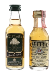 Cutty Sark Bottled 1960s & 1970s - Berry Bros 2 x 4.7cl-5cl
