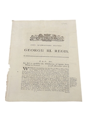 Act To Prohibit The Distillation Of Spirits From Wheat In Ireland, Dated 1801 In the 42nd Year of King George III 