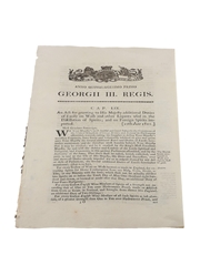 Act Granting To His Majesty Additional Duties Of Excise On Wash And Other Liquors Used In the Distillation Of Spirits; And On Foreign Spirits Imported, Dated 1811