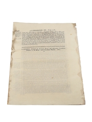 Act Amendment To Prohibit The Distillation of Spirits From Corn Or Grain, Dated 1812 In the 52nd Year of King George III 