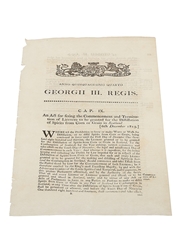 Act For Fixing The Commencement And Termination Of Licences To Be Granted For The Distillation Of Spirits From Corn Or Grain In Scotland, Dated 1813